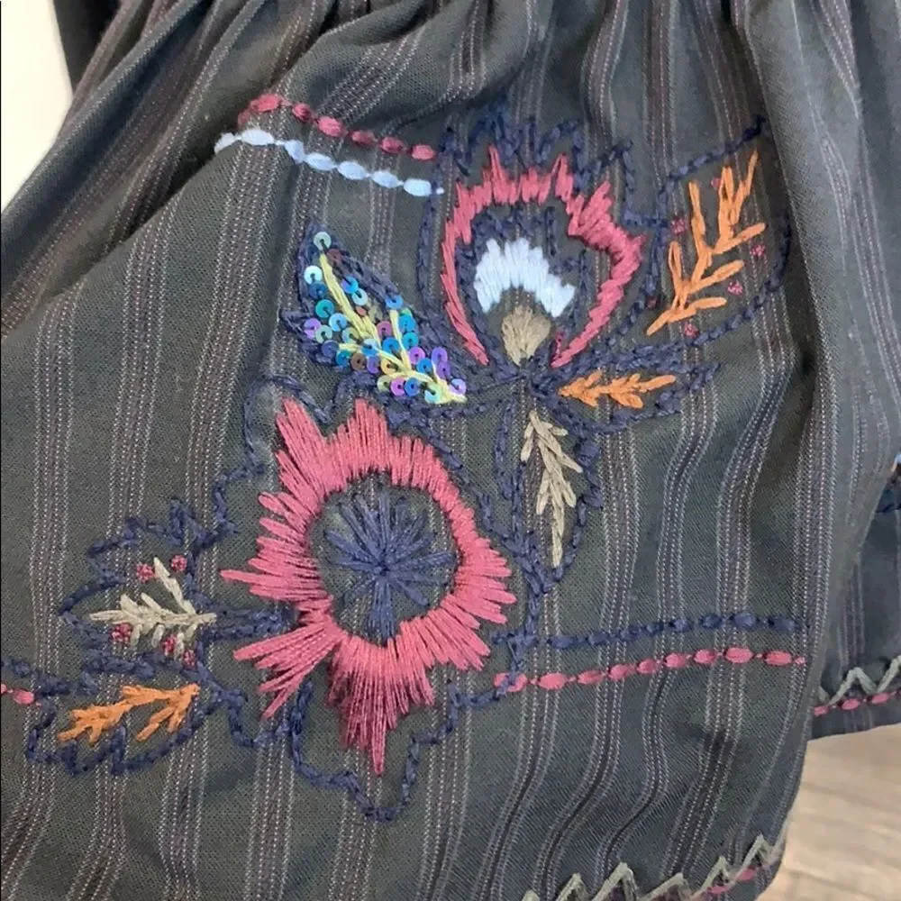Floral Stitched BCBG Striped Skirt